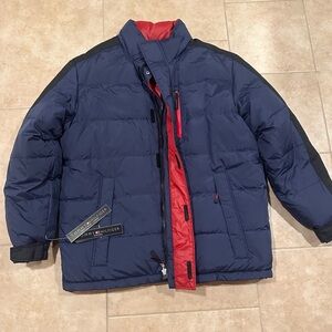 NWT Tommy Hilfiger Men's Down Navy and Red Reversible Puffer Jacket